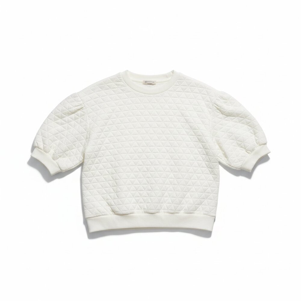 A New‎ Day Quilted Pullover Sweatshirt White XXL Textured Puff Sleeve Cozy Chic